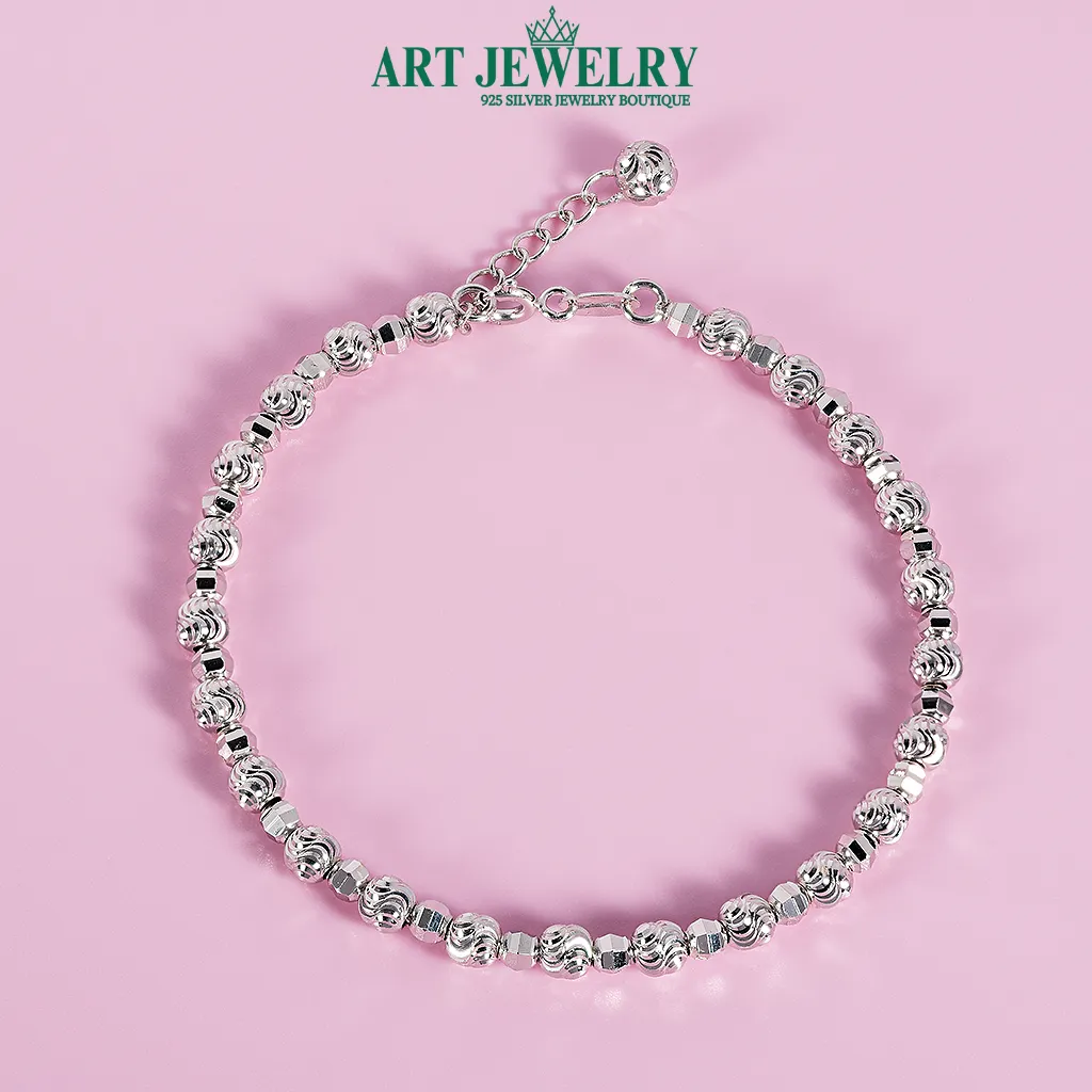 Vòng bi khắc máy bạc 925 Italy