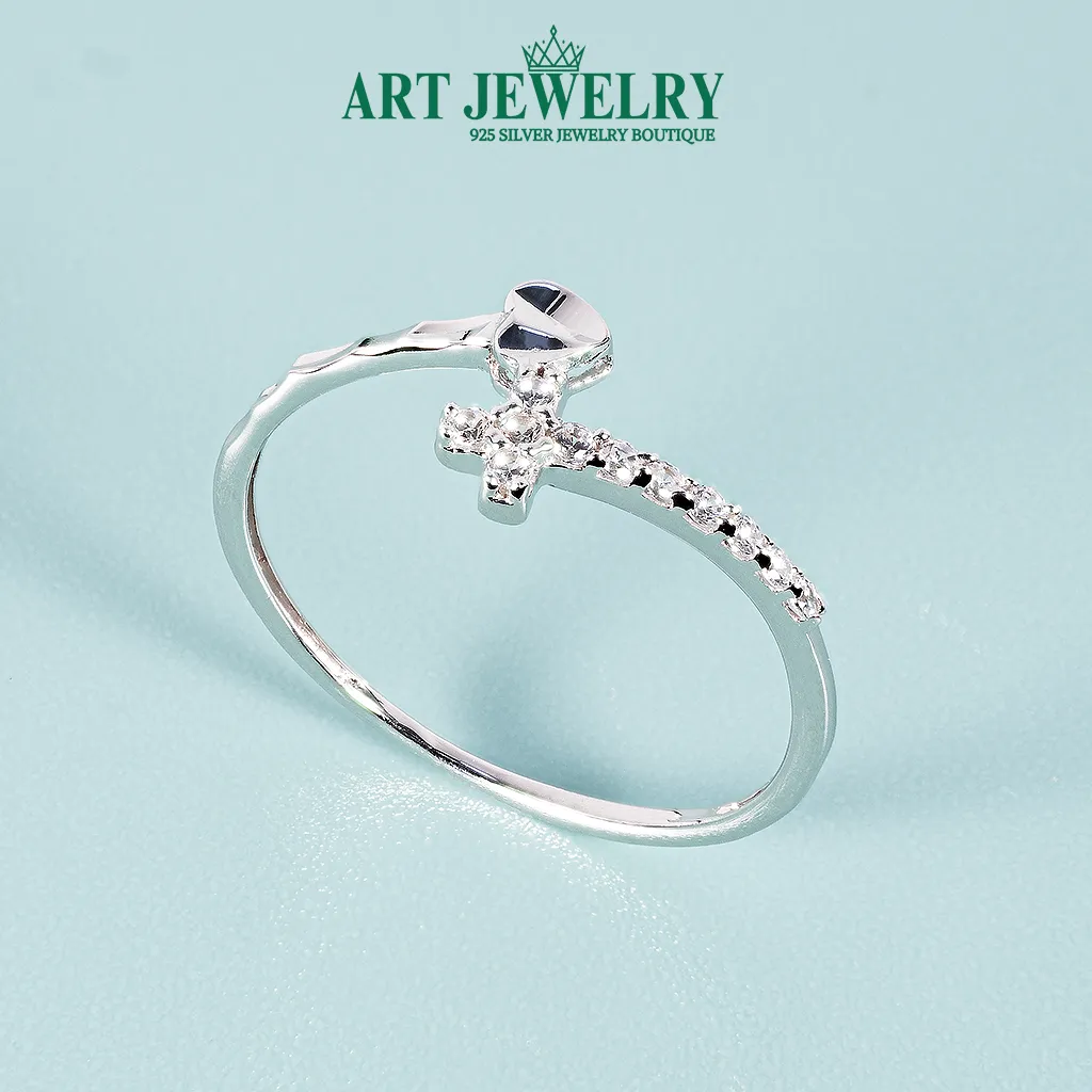 Nhẫn thánh giá đính đá CZ bạc 925