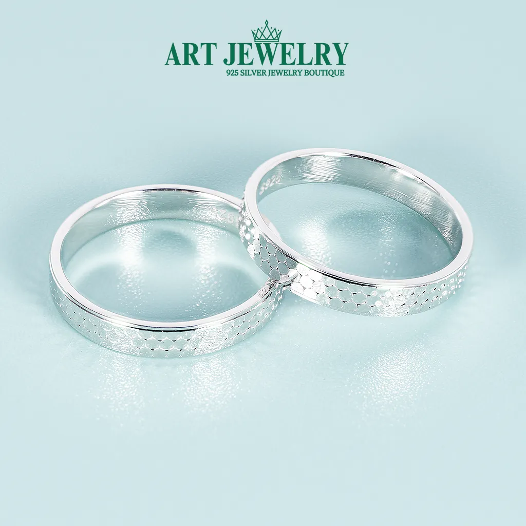 Nhẫn nữ khắc bi lấp lánh bạc 925