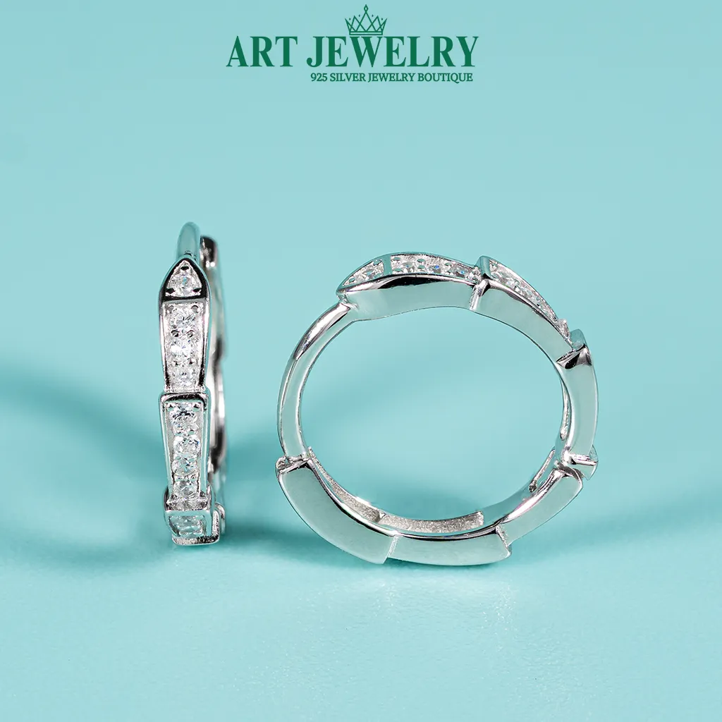 Bông khoen tròn rắn đính đá cz nhỏ xinh