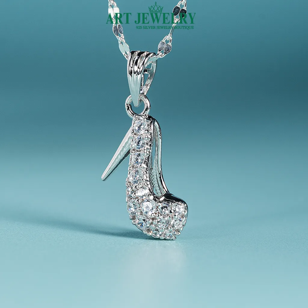 Mặt dây giày cao gót đính đá CZ bạc 925