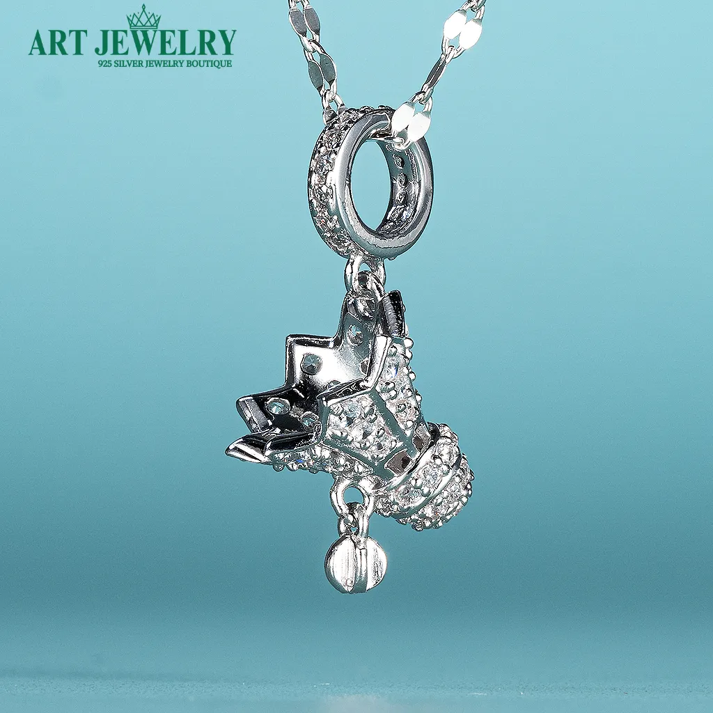 Mặt dây trái cầu lông đính đá CZ bạc 925