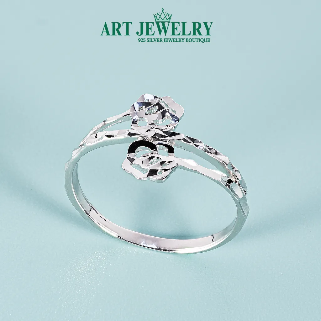 Nhẫn hoa hồng khắc máy bạc 925