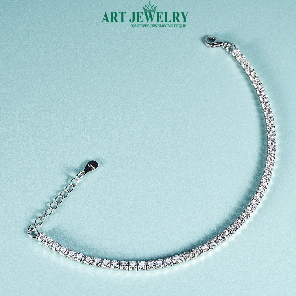 Lắc tennis đá CZ 3 ly bạc 925