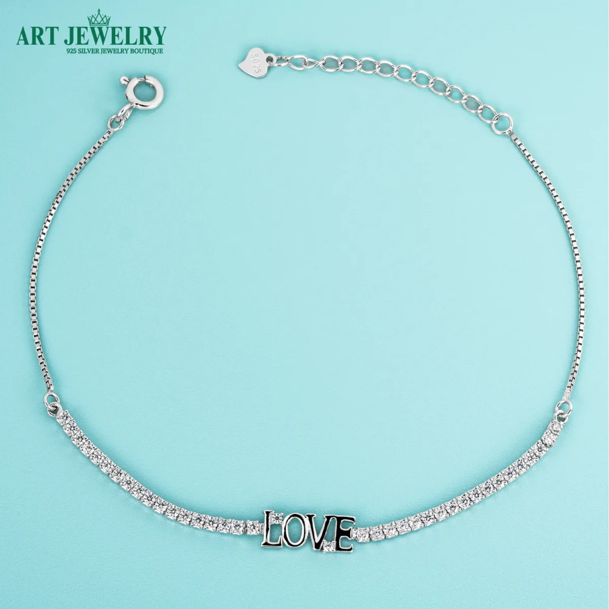 Lắc tay chữ Love điểm đá CZ bạc 925